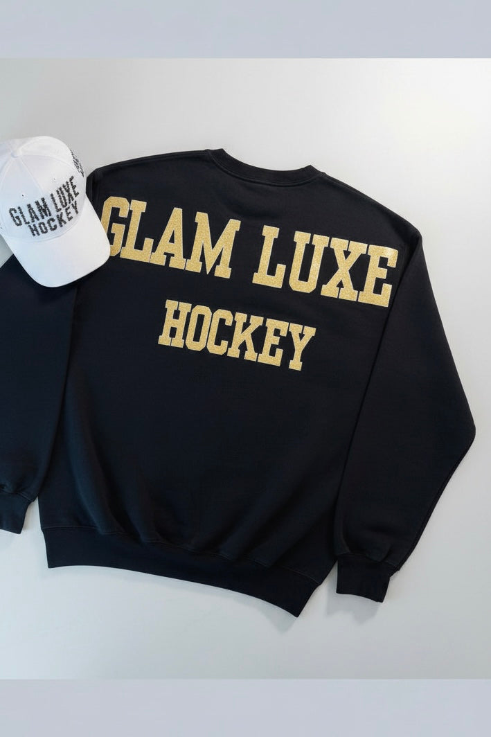 Glam Luxe Hockey Tryout Set — Letters With White Borders and Including White Cap with Rhinestones