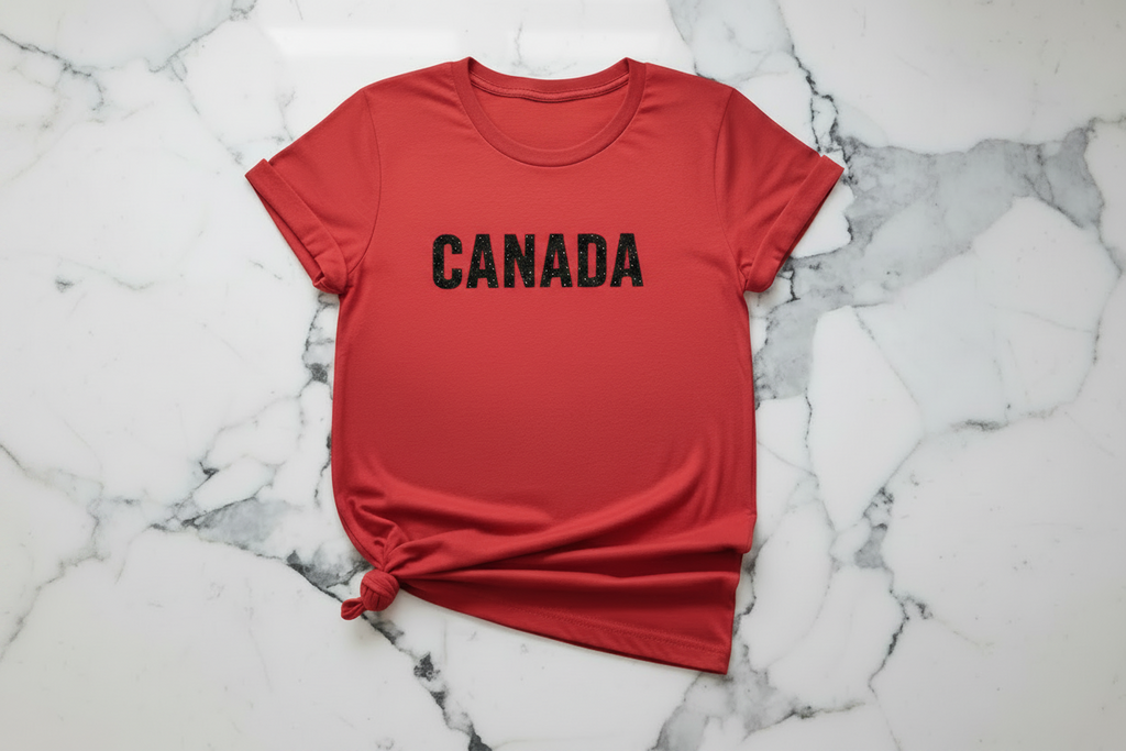 Sparkle & Slapshots- Canada Glitter Tee