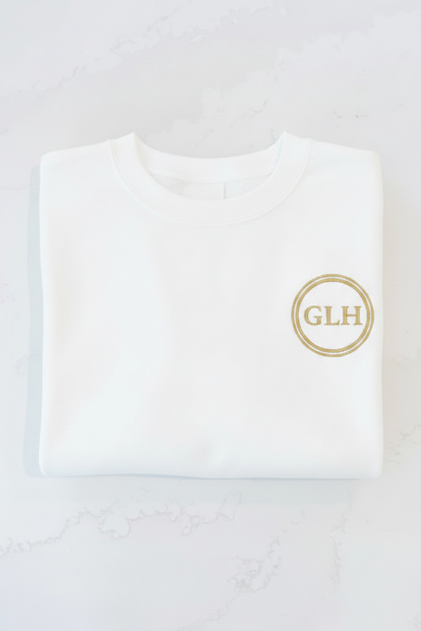 Glam Luxe Hockey Tryout Set — Letters With White Borders and Including White Cap with Rhinestones