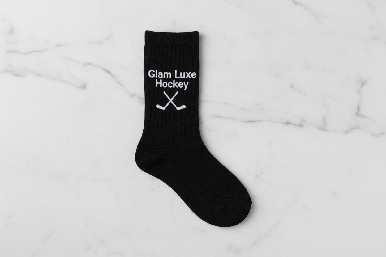 Glam Luxe Hockey Adult Organic Cotton with Rhinestones or Classic Crew Socks