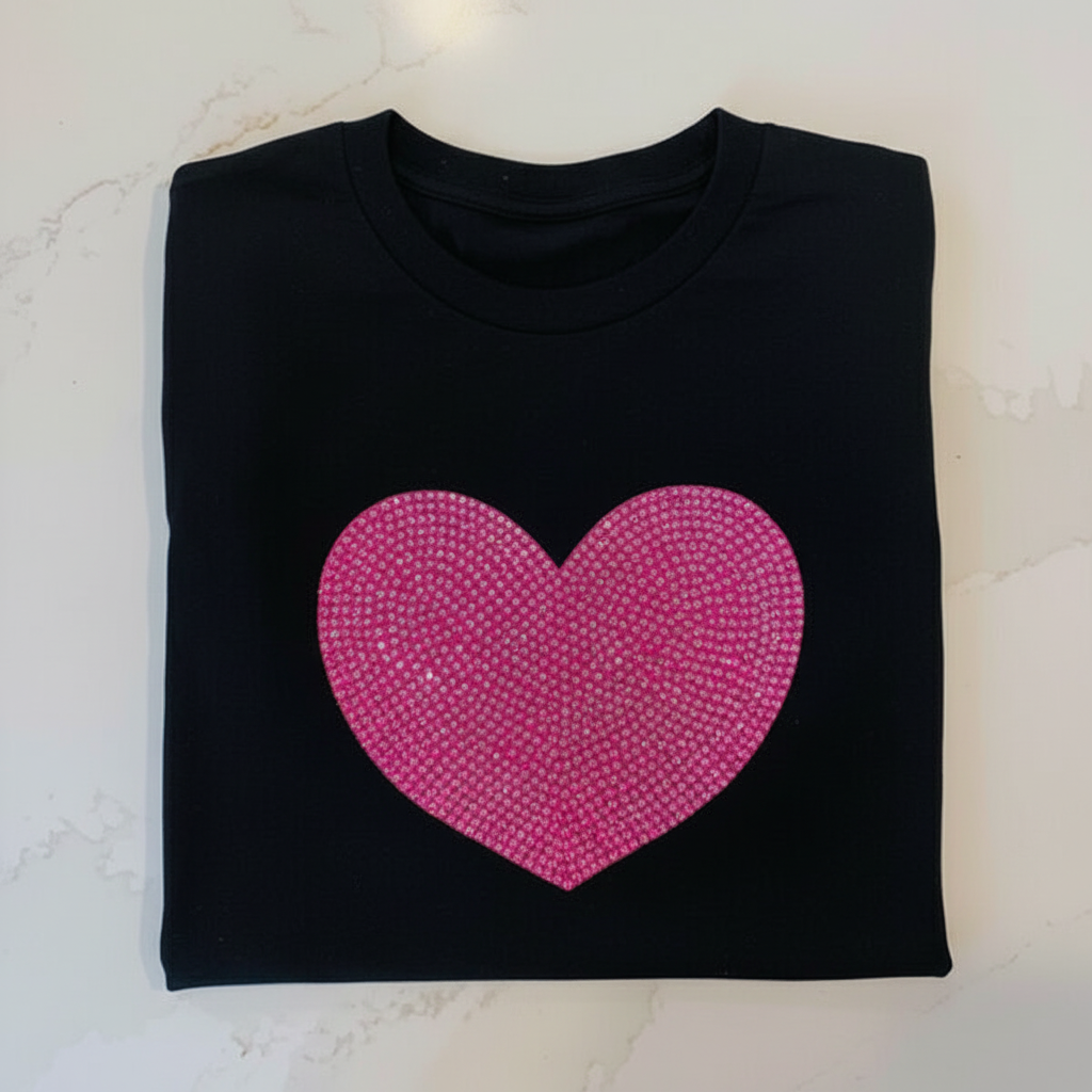 Love Heart on black shirt - no tag
