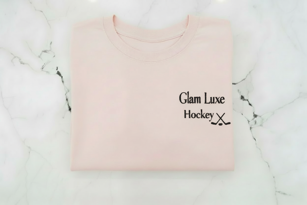 pink Glam Luxe hockey Confident girls play hockey