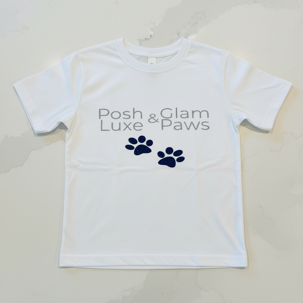Posh Luxe & Glam Paws on white shirt